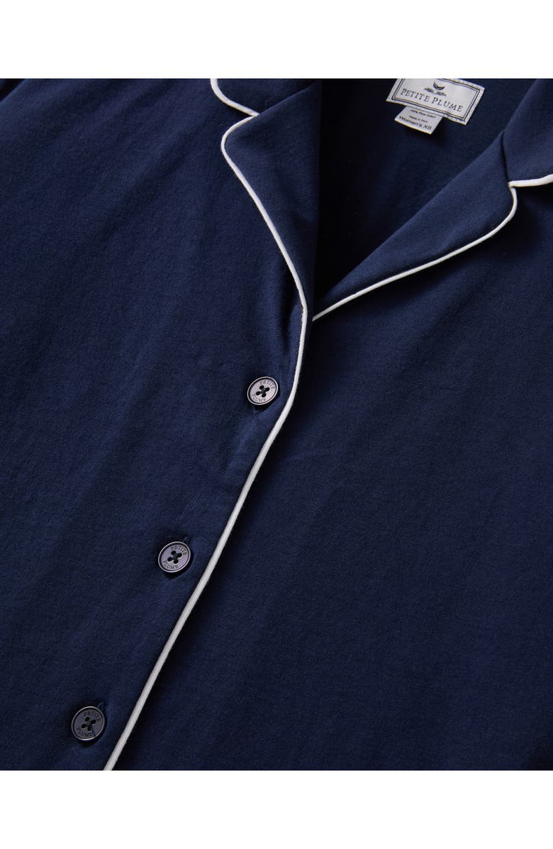 Petite Plume Tulip Piped Pima Cotton Pajamas, Alternate, color, Navy