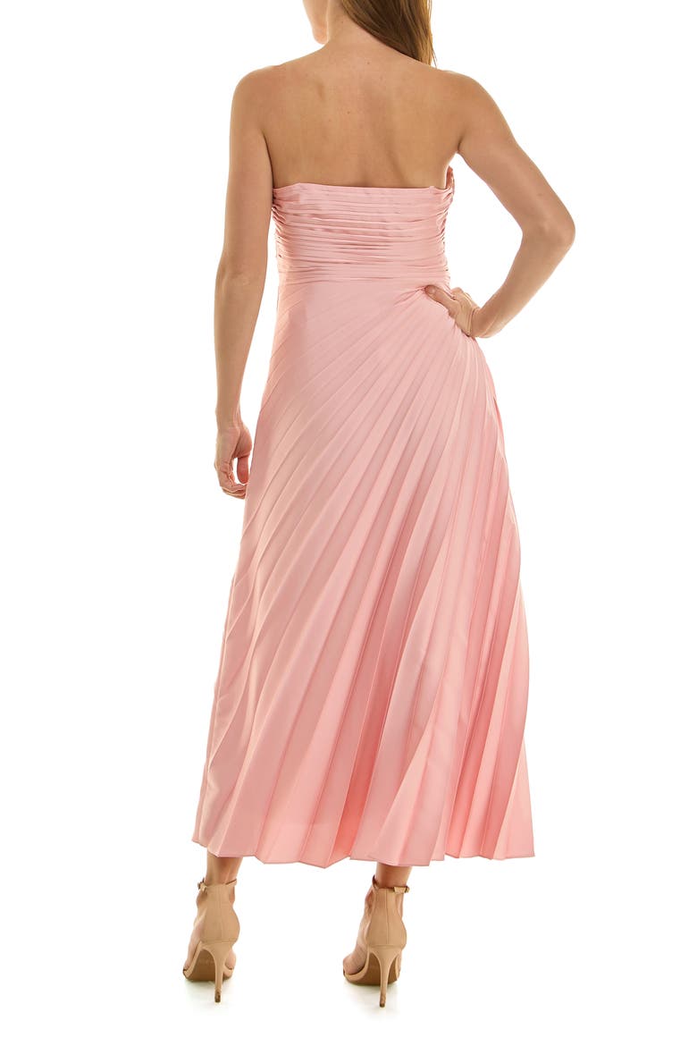 Pleated Strapless Satin Cocktail Dress, Alternate, color, CRYSTAL ROSE