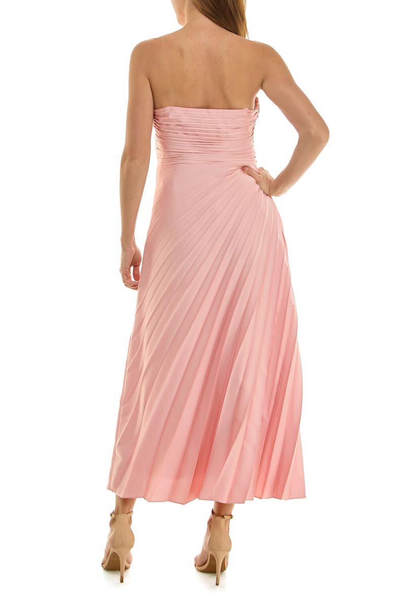 Nicole Miller Pleated Strapless Satin Cocktail Dress, Alternate, color, Crystal Rose