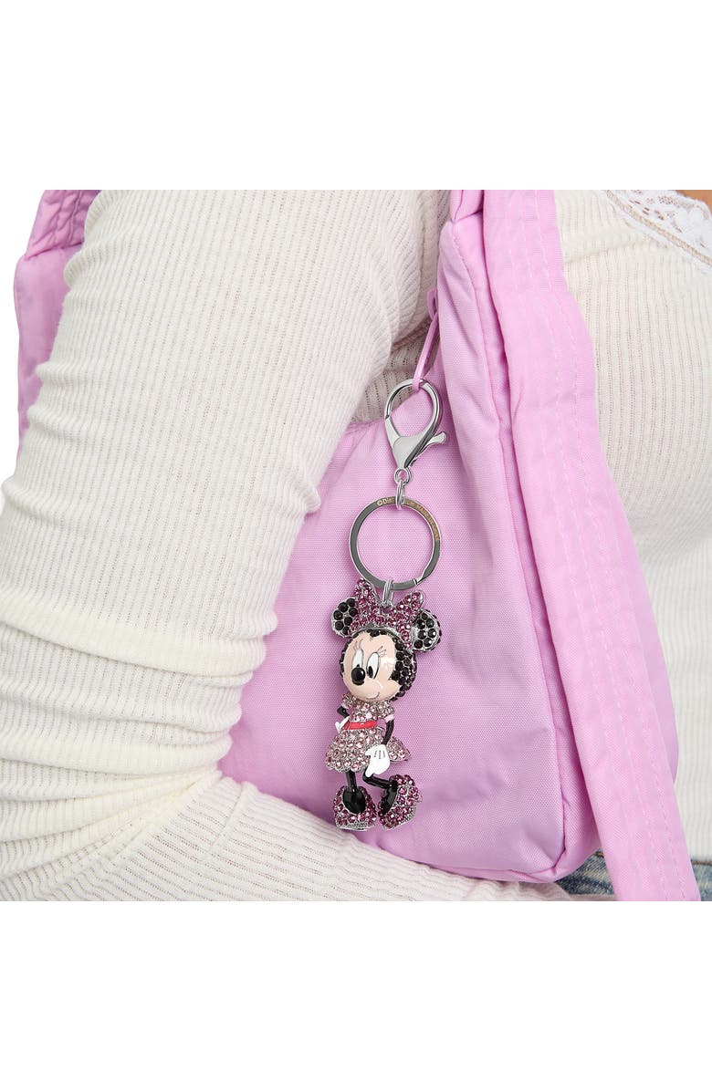 Disney Minnie Mouse Crystal Keychain, Pink Bow & Dress, Silver‑Tone, Alternate, color, Multi