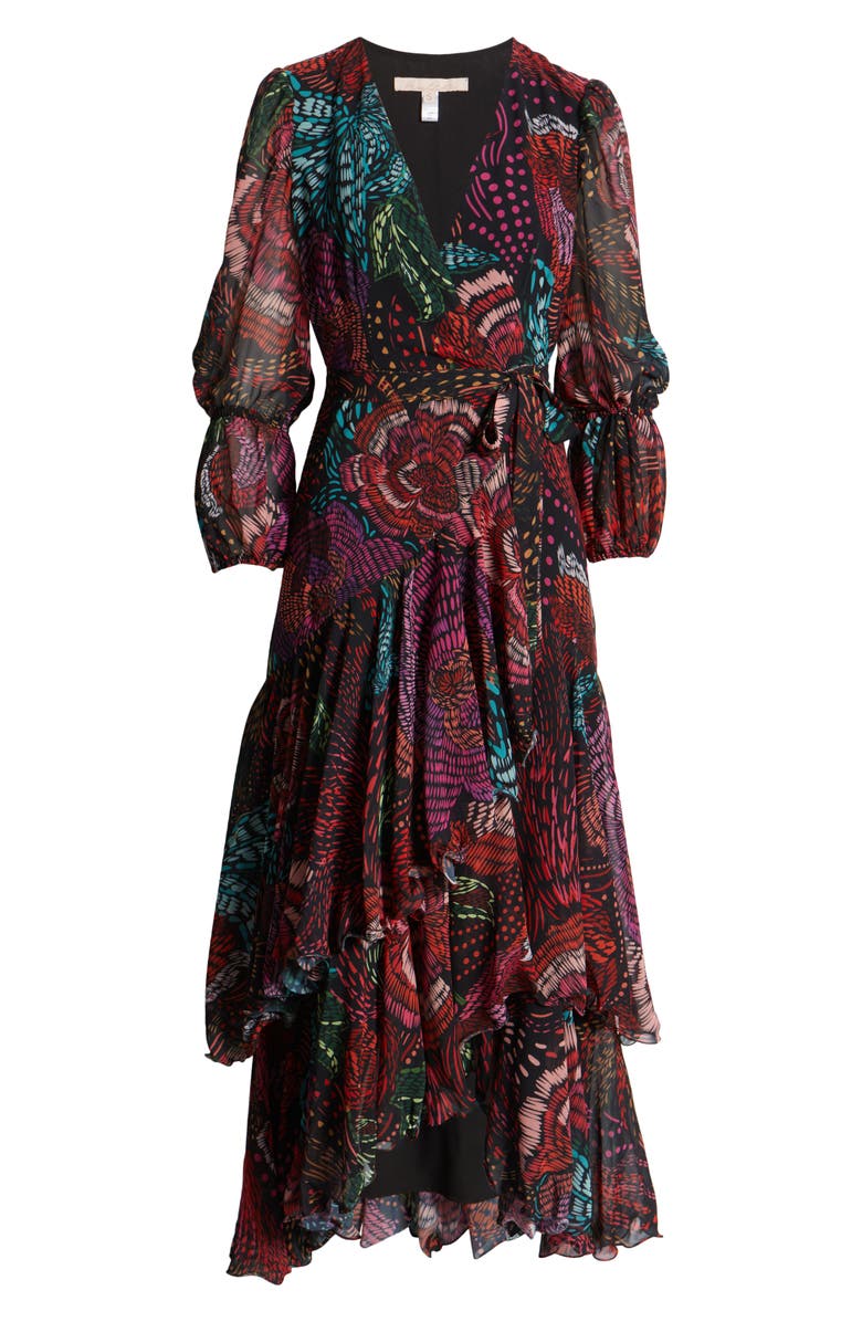 Hutch Carlotta Floral Print Long Sleeve Wrap Gown, Alternate, color, 