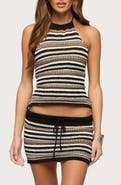 EDIKTED Britta Metallic Knit Halter Top