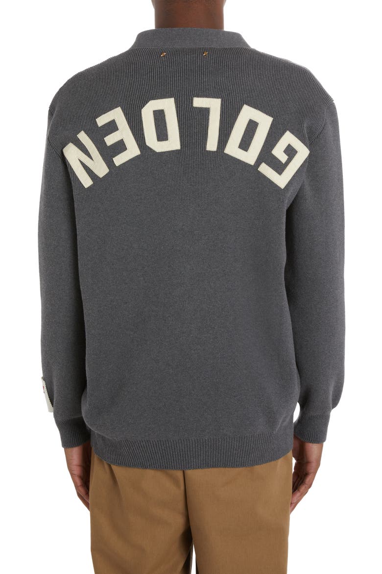 Logo Cotton Blend Cardigan, Alternate, color, DARK GREY MELANGE
