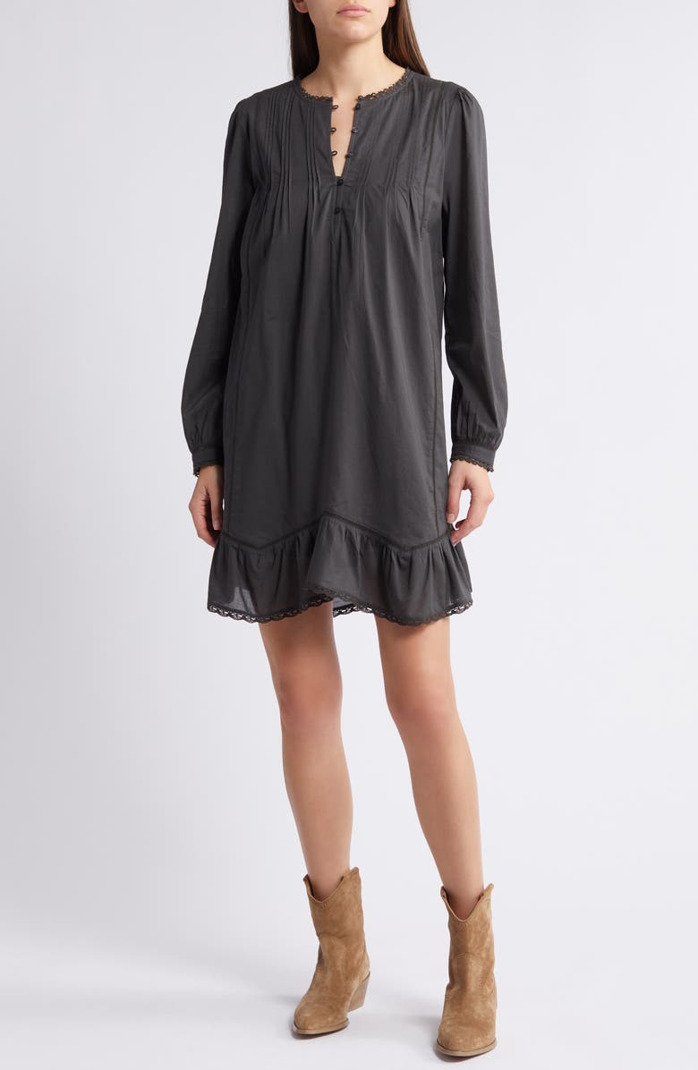 Treasure & Bond Long Sleeve Cotton Voile Shift Dress, Main, color,