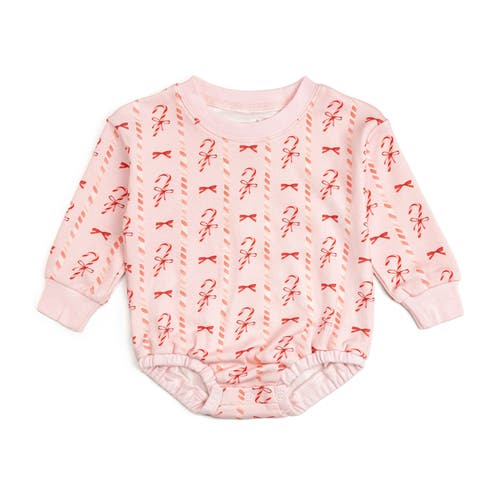 Sweet Wink Candy Cane Lane Christmas Long Sleeve Romper In Pink