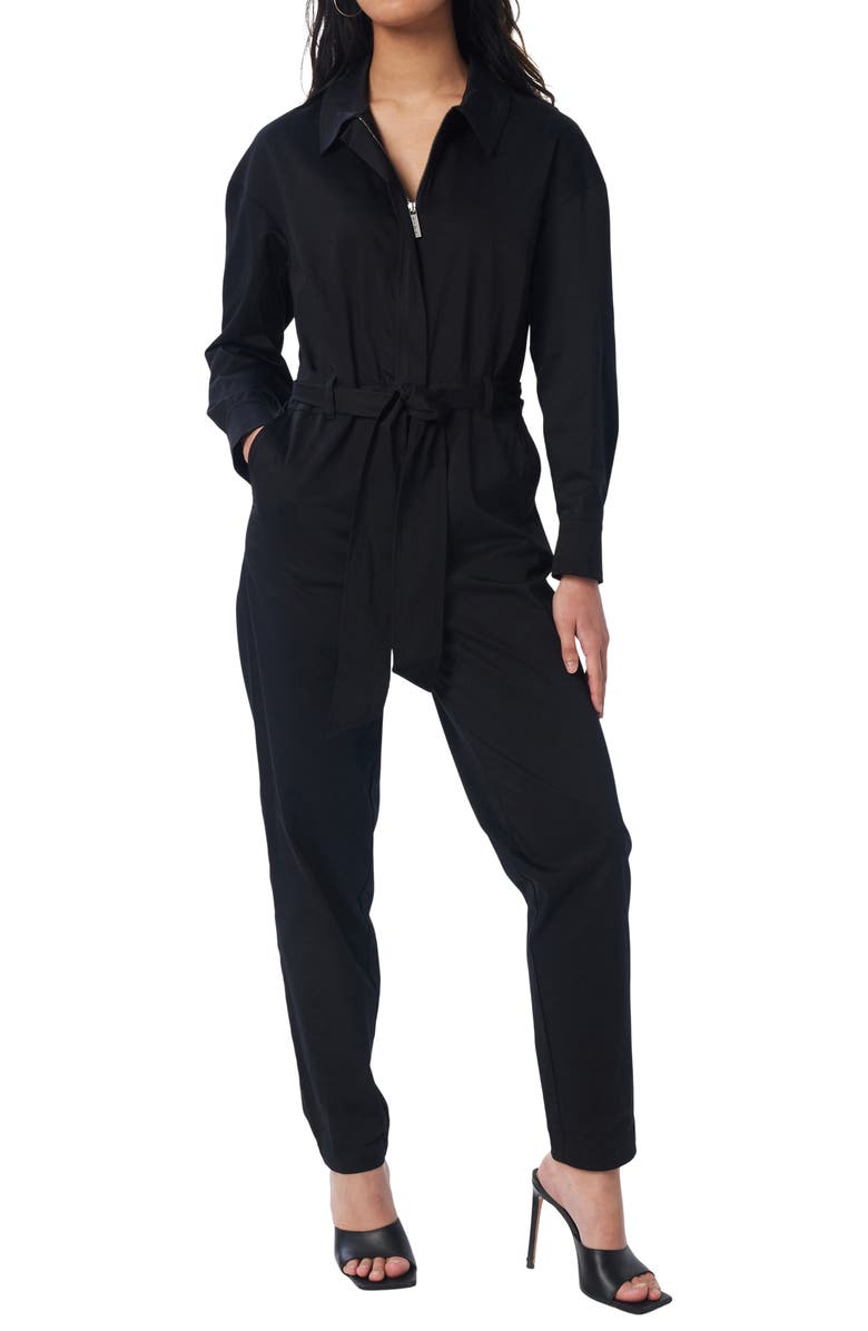 LITA by Ciara Born Free Half-Zip Long Sleeve Belted Stretch Cotton Jumpsuit, Main, color, 