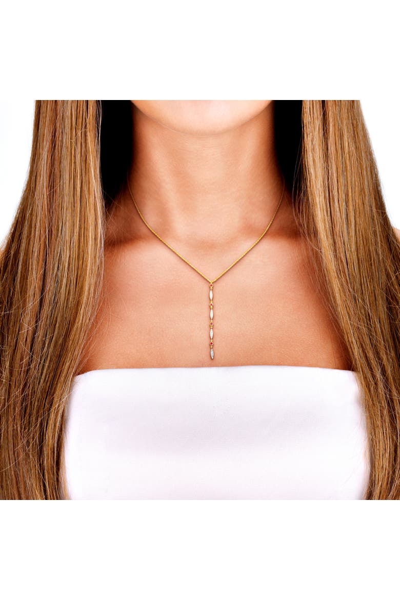 Ruby & Diamond Lariat Necklace 10k, Alternate, color, Ruby