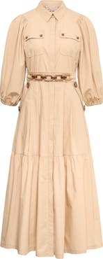 Maison Common Belted Dress In Safari Style