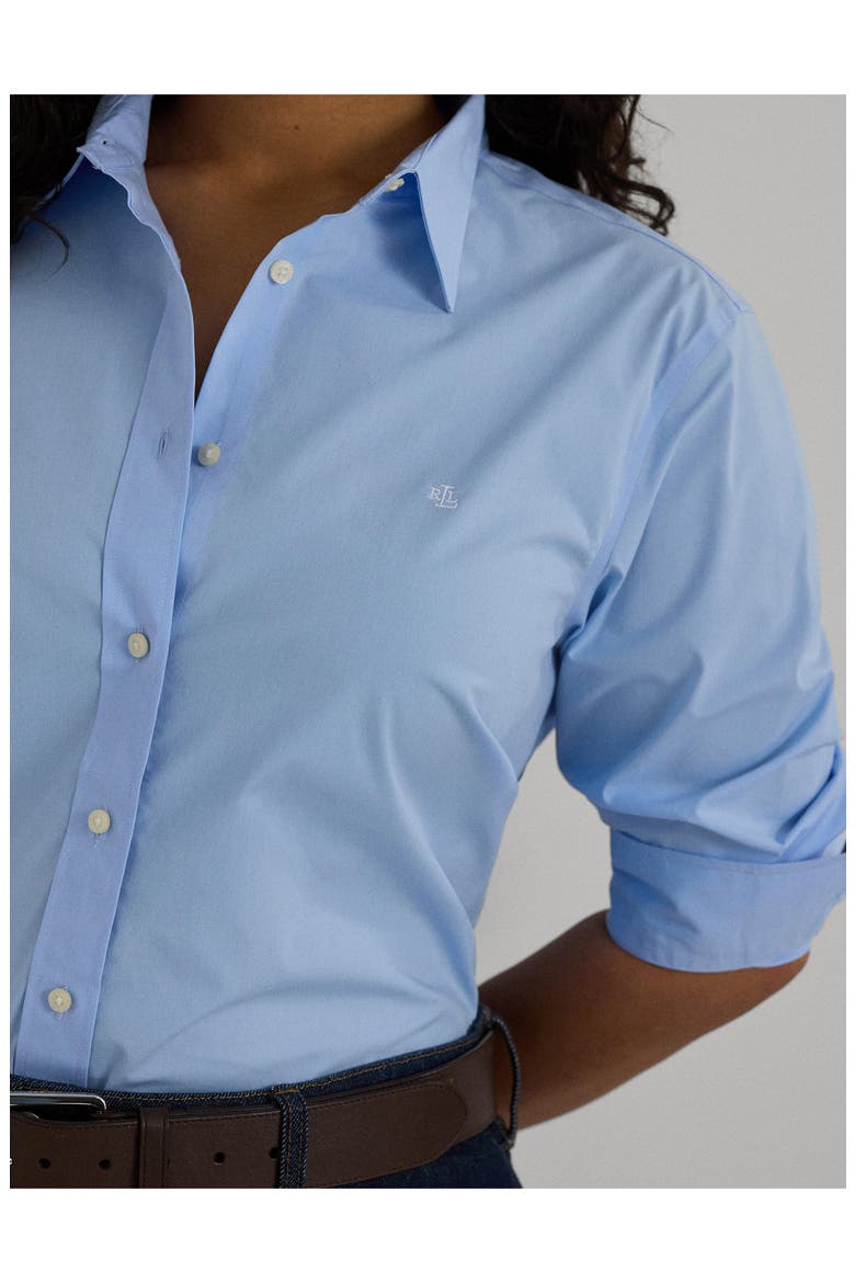 No-Iron Stretch Cotton Shirt, Alternate, color, BLUE
