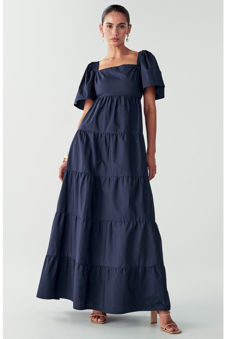Zelda Tiered Dress, Main, color, Navy Blue