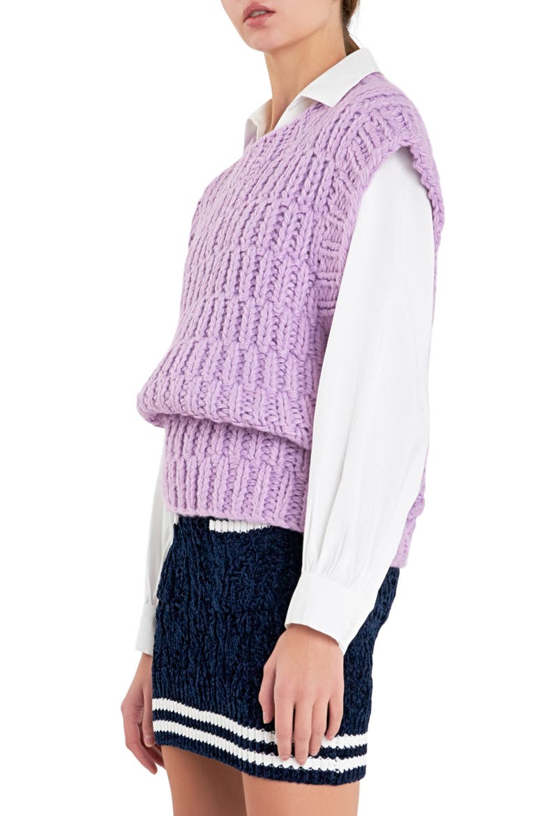 Chunky Cap Sleeve Sweater, Alternate, color, LILAC