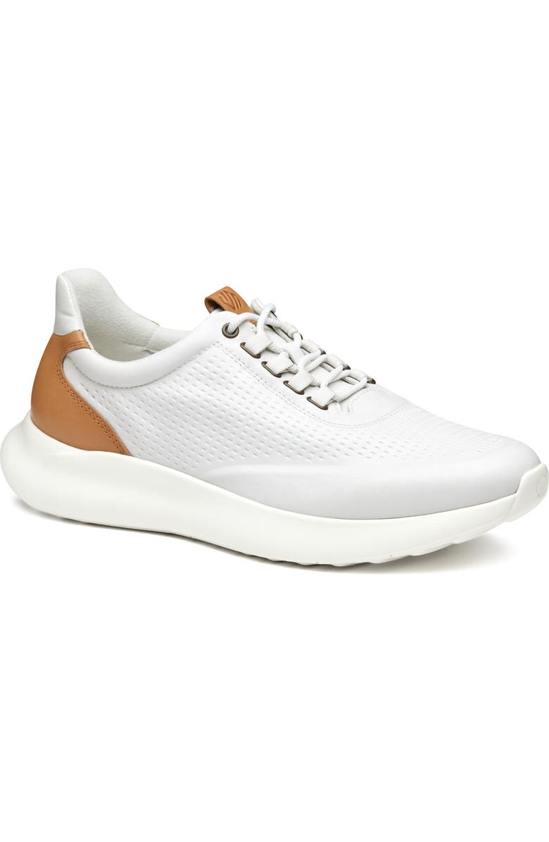 Johnston & Murphy Amherst 2.0 U-Throat Leather Sneaker, Main, color, White Full Grain
