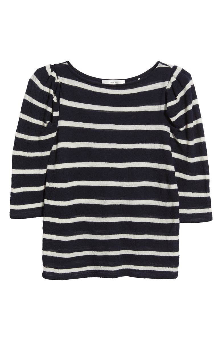 FRAME The Ruched Stripe Wool T-Shirt, Alternate, color, Navy Multi