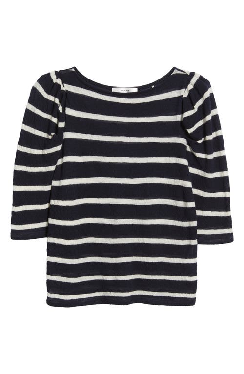 Frame The Ruched Stripe Wool T-shirt In Multi