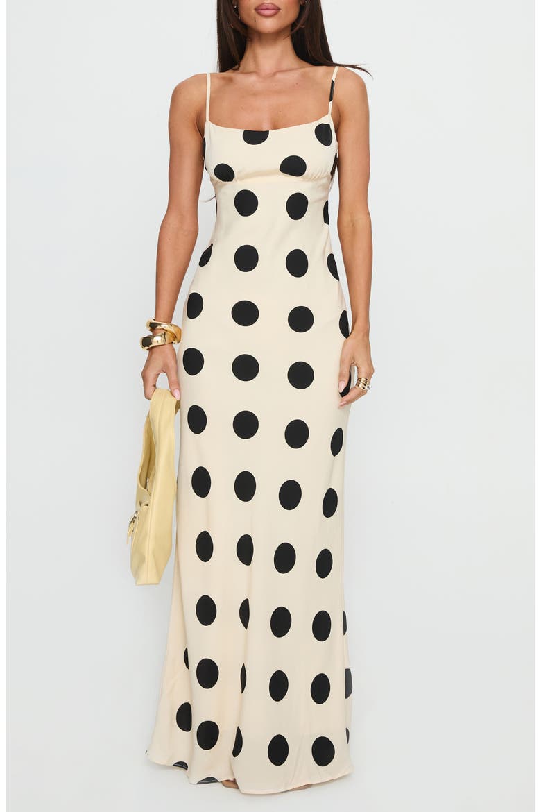 princess polly black and white polka dot dress Nellie Maxi Dress | Black Polka Dot | Womens