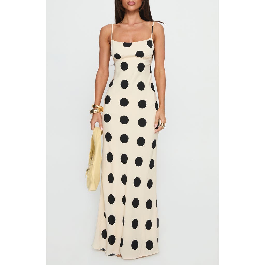 Princess Polly Avienna Dot Maxi Dress in Cream/polka Dot at Nordstrom, Size 0