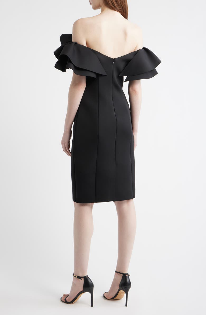 Anne Klein Ruffle Off the Shoulder Scuba Crepe Cocktail Dress, Alternate, color, Anne Black