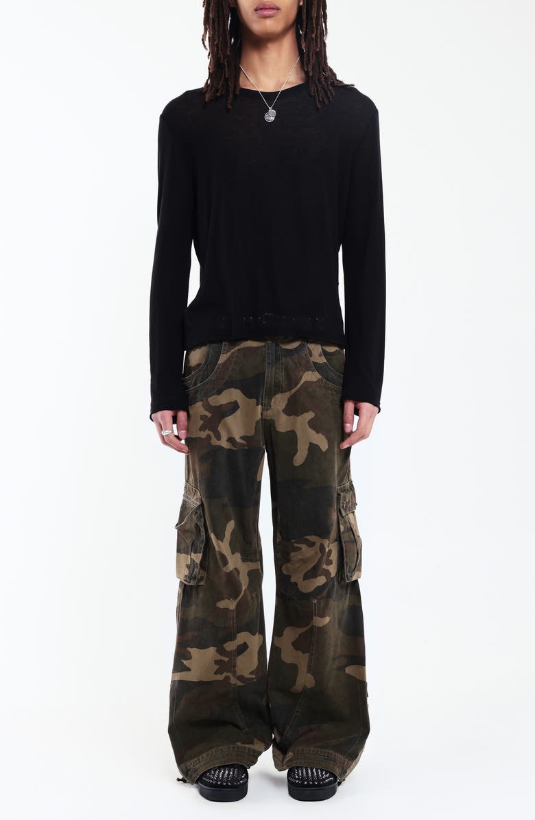 JADED LONDON Studded Camo Low Rise Wide Leg Cargo Pants, Alternate, color, Camo