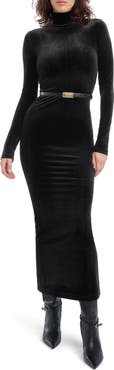 Favorite Daughter Millie Velvet Turtleneck Column Dress