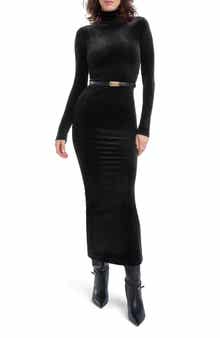 Millie Velvet Turtleneck Column Dress