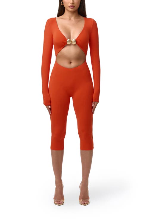 V-Cutout Capri Jumpsuit