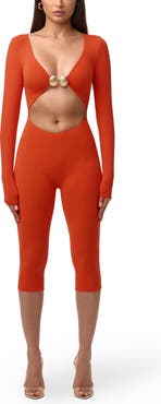 Naked Wardrobe V-Cutout Capri Jumpsuit