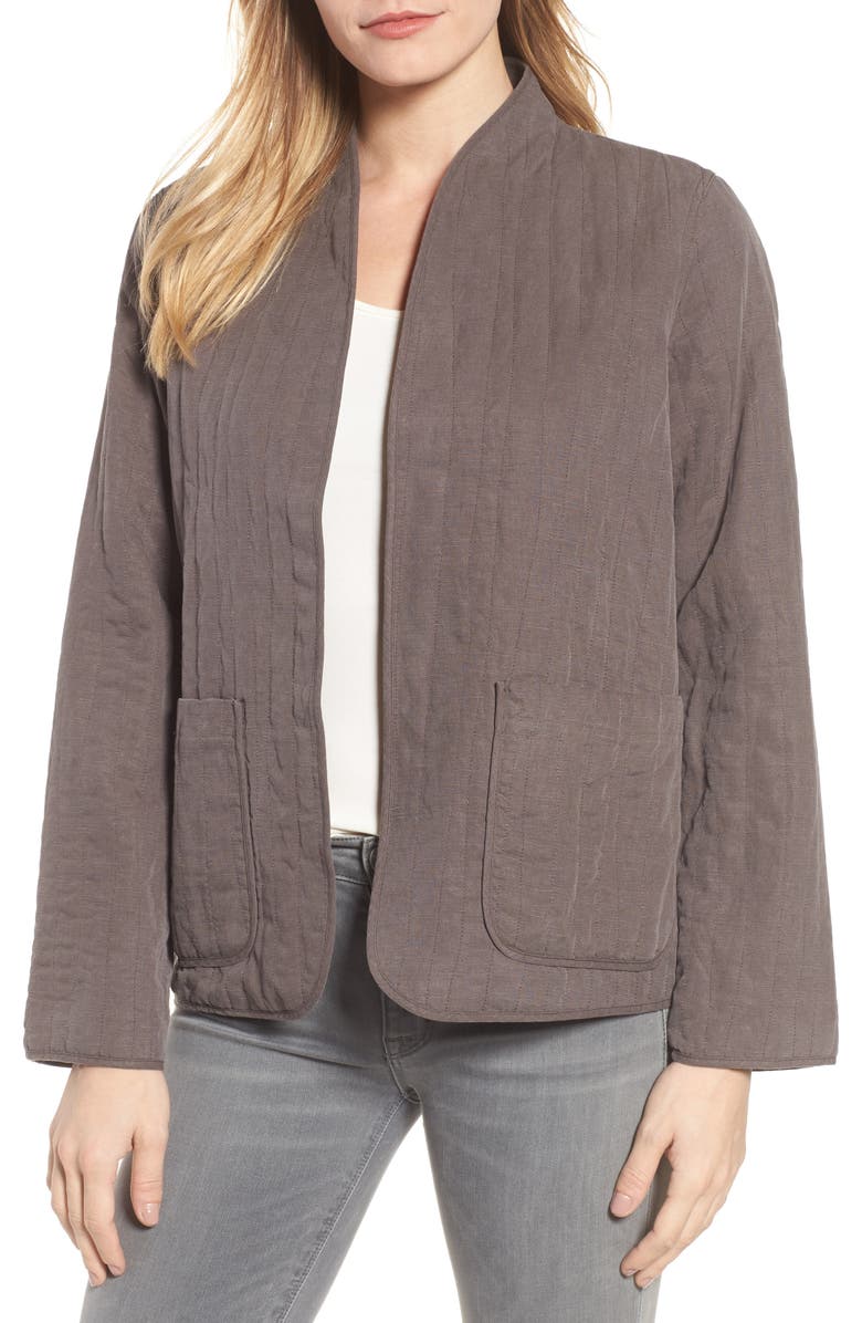 Eileen Fisher High Collar Quilted Jacket, Main, color, 