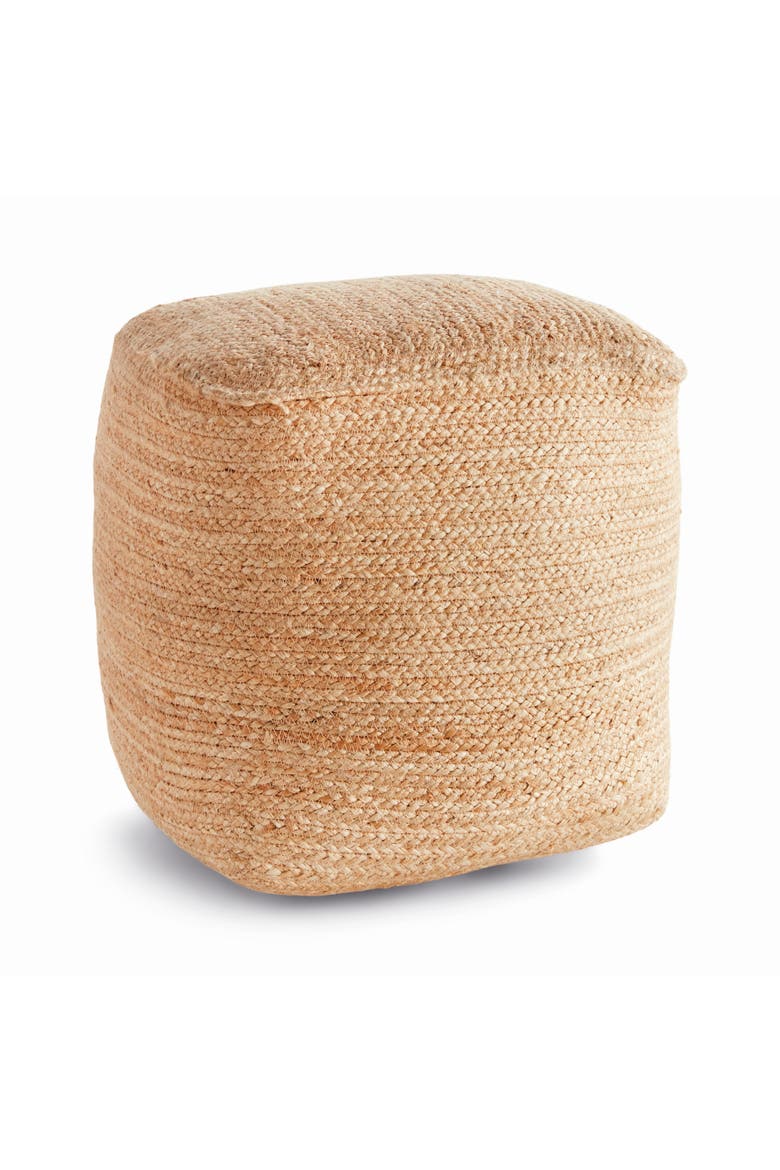 Natural Jute & Foam Cotton Square Pouf, Main, color, Brown