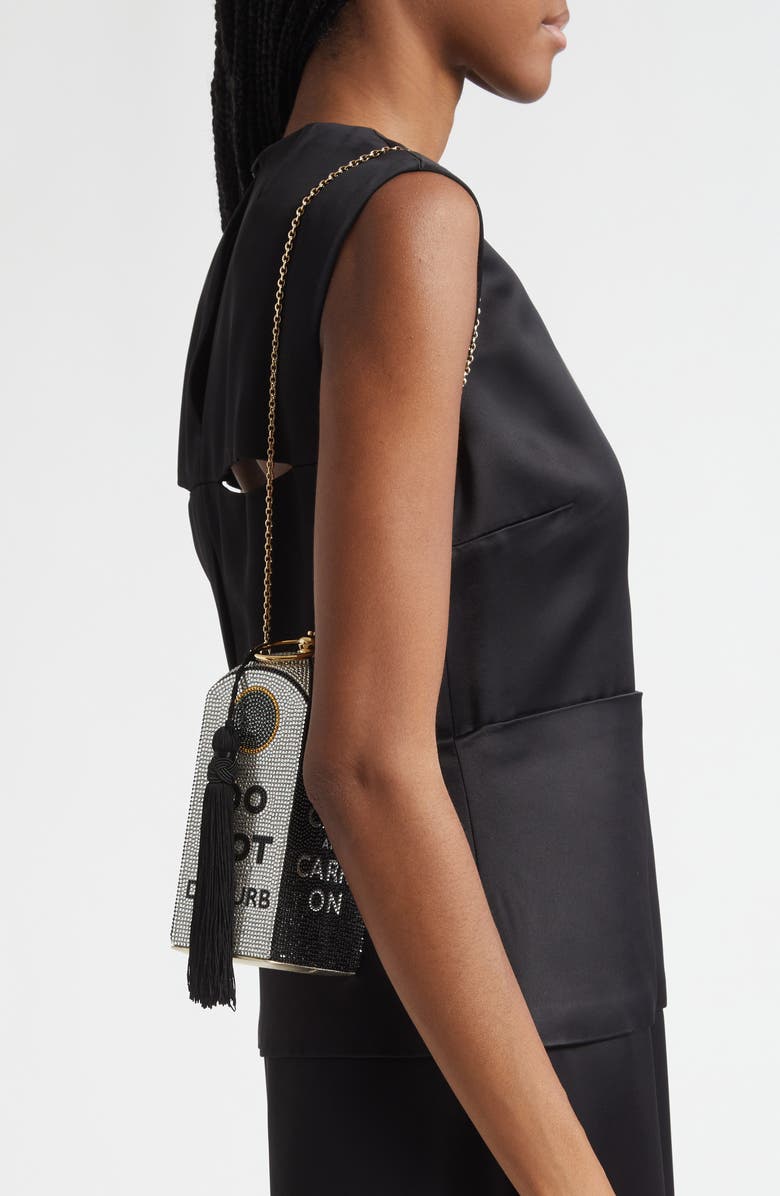 JUDITH LEIBER COUTURE Rectangle Dome Do Not Disturb Crystal Embellished Clutch, Alternate, color, Silver Rhine Multi