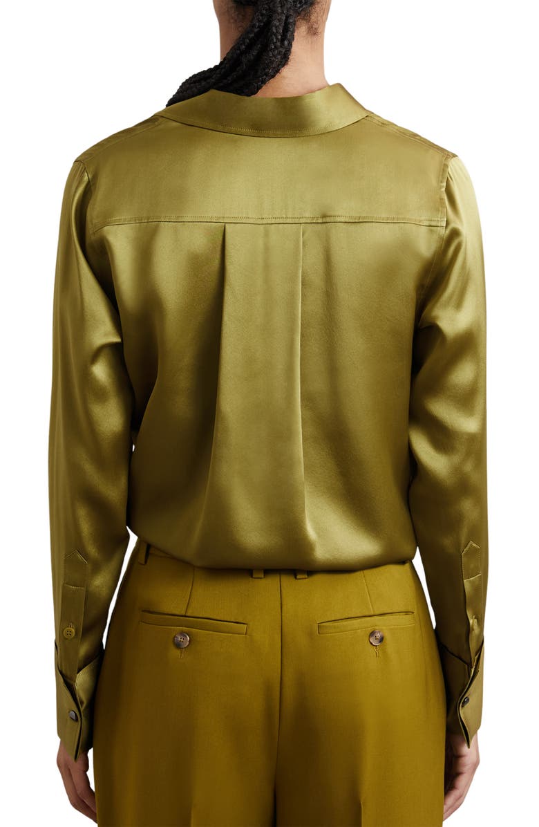 Reiss Ameira Silk Satin Button-Up Shirt, Alternate, color, Light Green