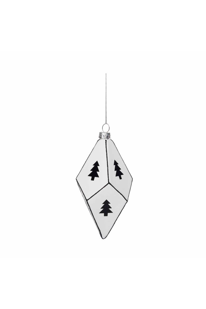 Black & White Tree Pattern Ornament Set of 2, Alternate, color, White