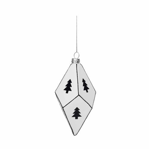 Carol & Frank Black & White Tree Pattern Ornament Set Of 2 In Multi