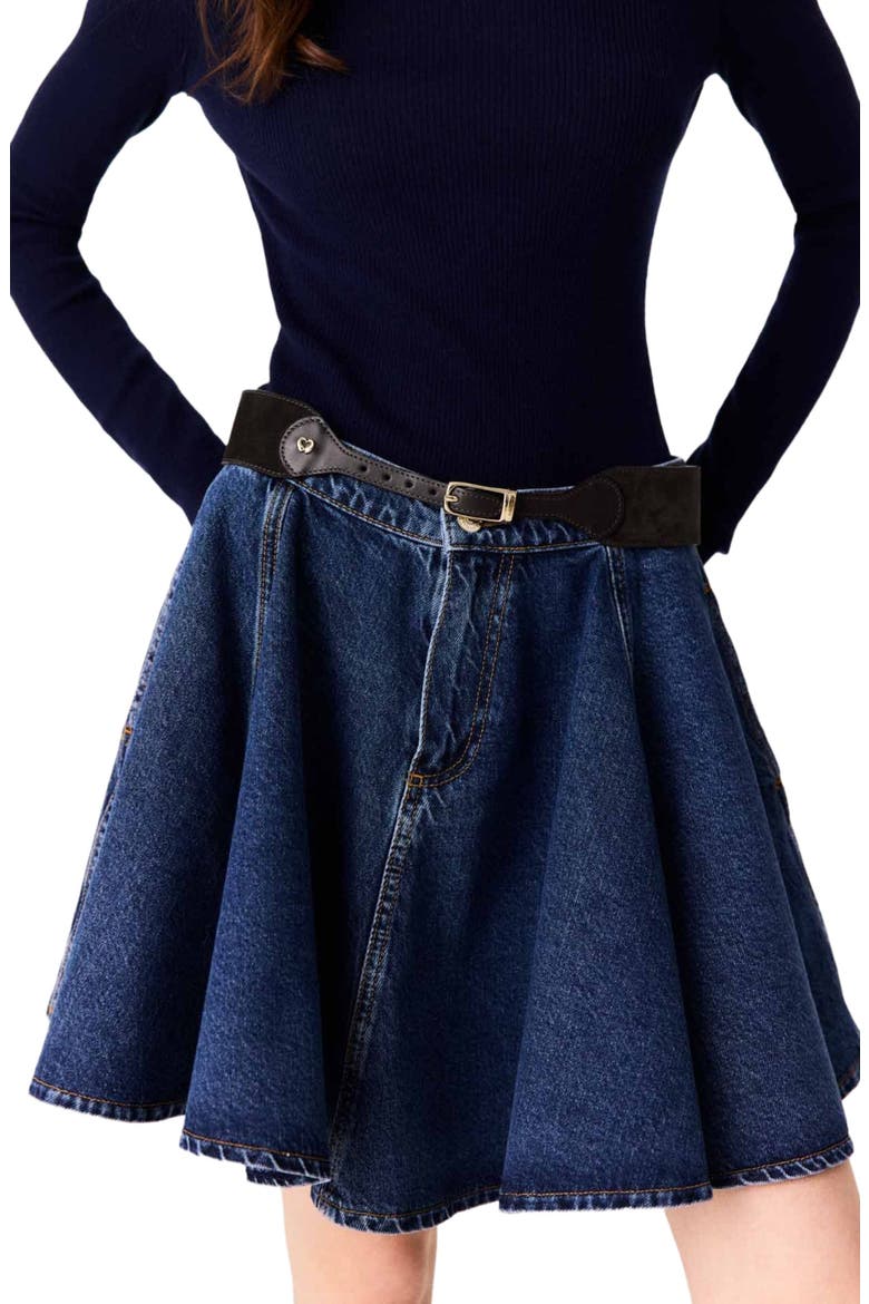 Mixed suede and leather corset belt, Alternate, color, Dark brown