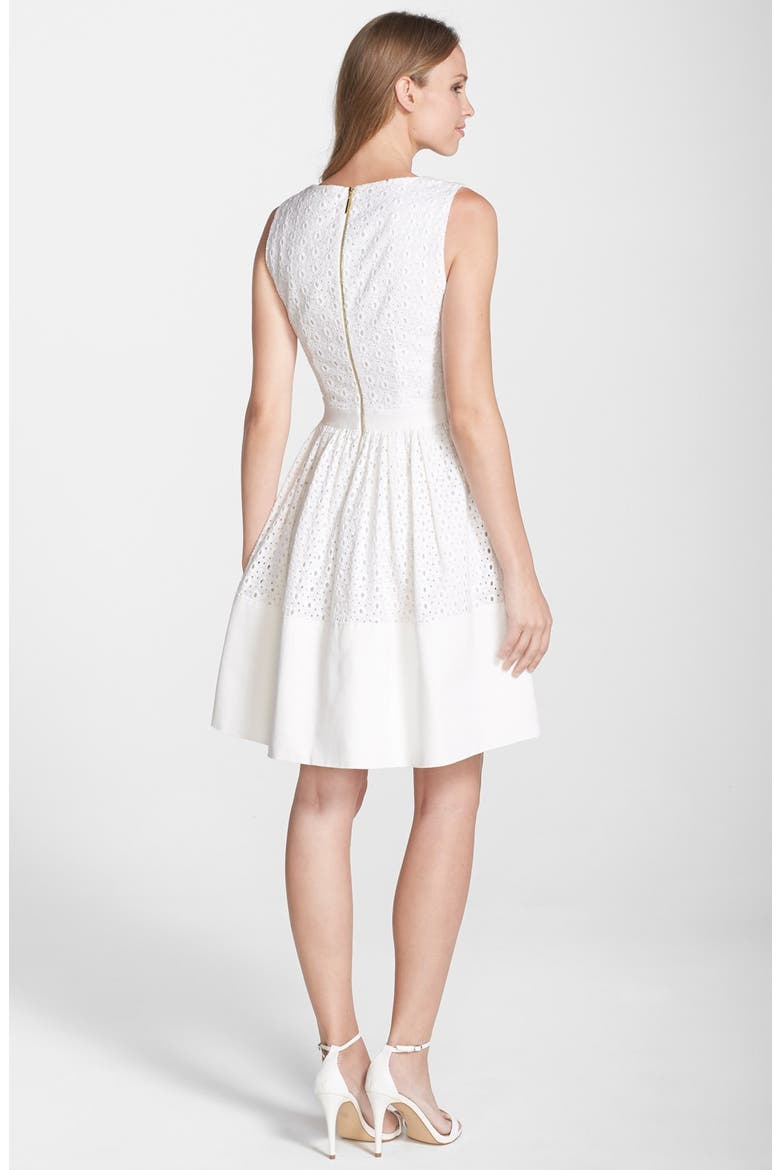 'Dixie' Eyelet Fit & Flare Dress, Alternate, color, IVORY