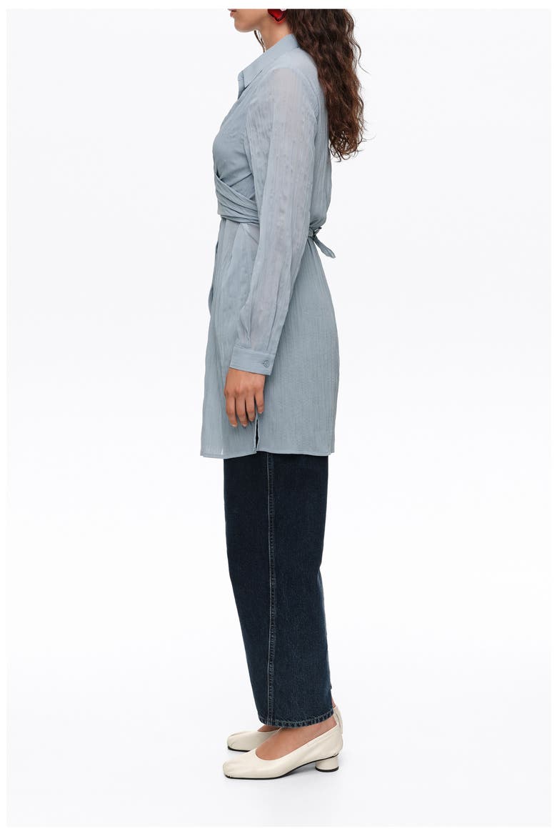 Pleated Long Shirt, Alternate, color, LIGHT BLUE