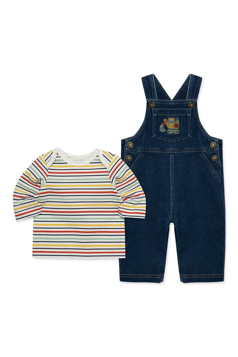Kids' Truck Overalls & T-Shirt Set, Alternate, color, DENIM