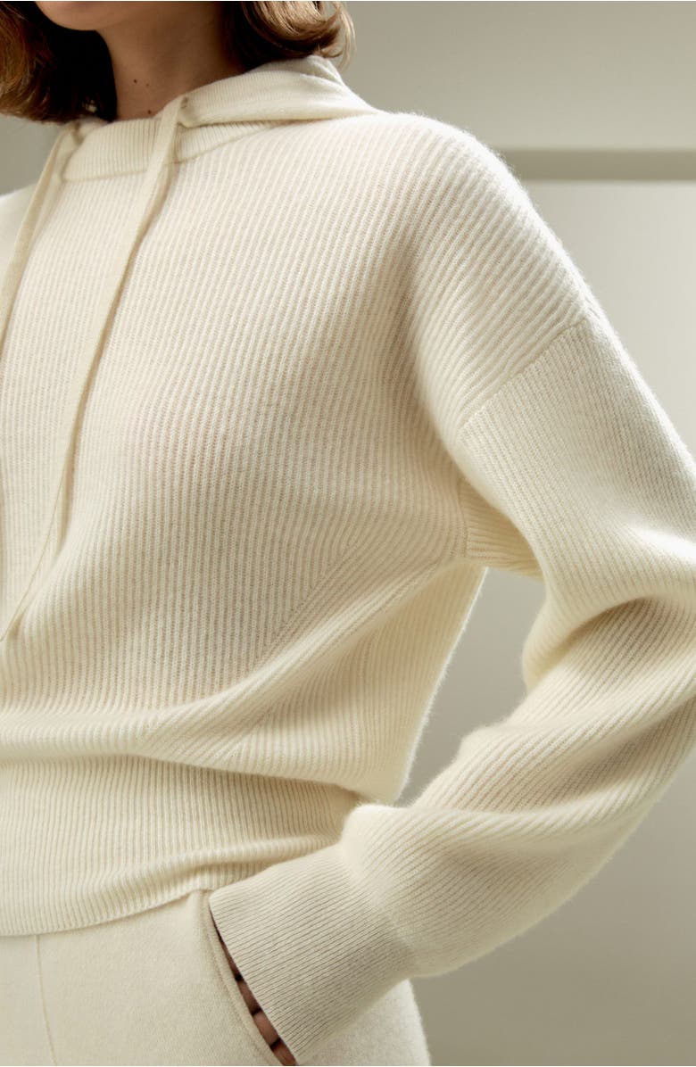 Lilysilk Women's Eshe 2-in-1 Cashmere Detachable Hoodie, Alternate, color, White