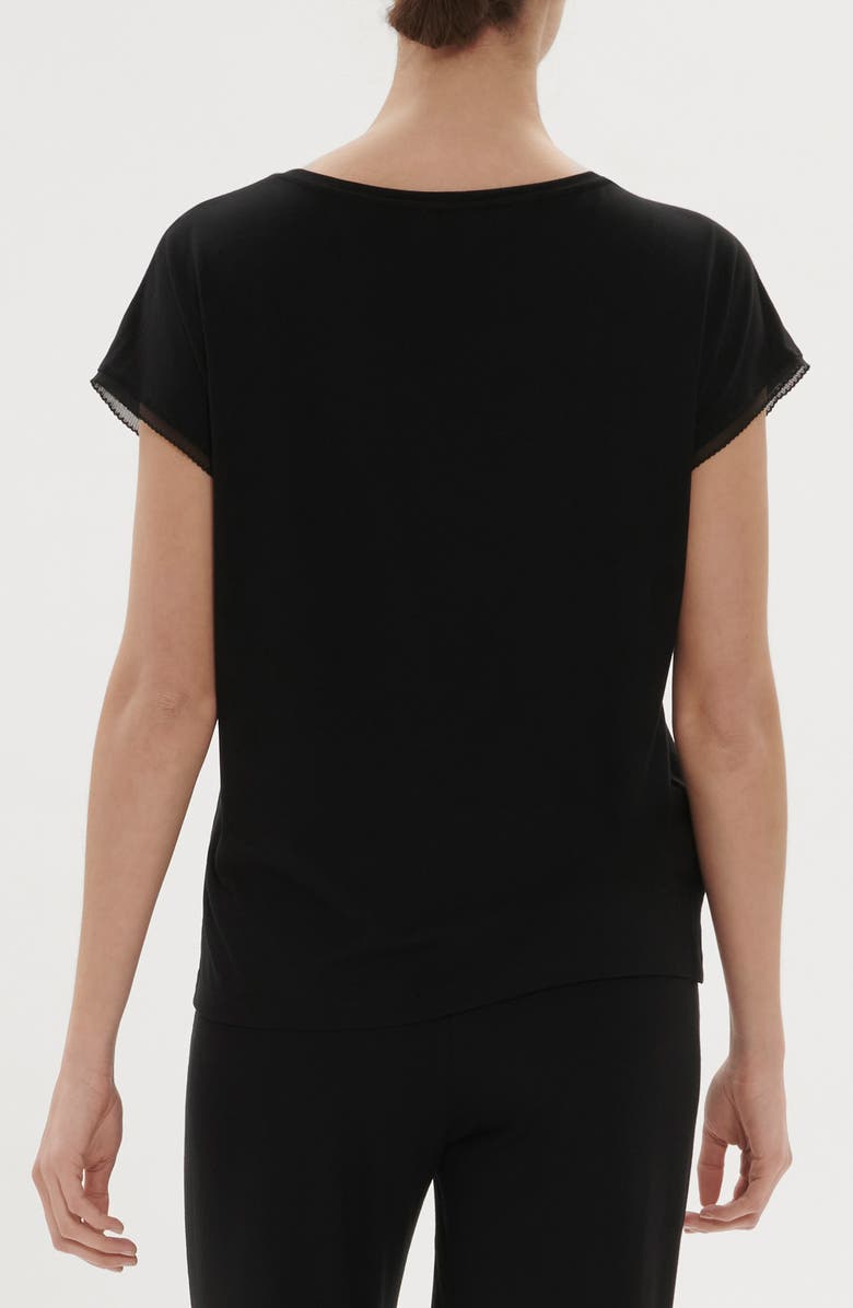 Simone Perele Aurore Lace Trim Pajama T-Shirt, Alternate, color, Black