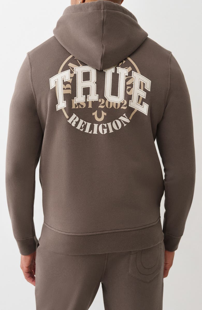 True Religion True Embroidered Zip Hoodie, Alternate, color, Major Brown