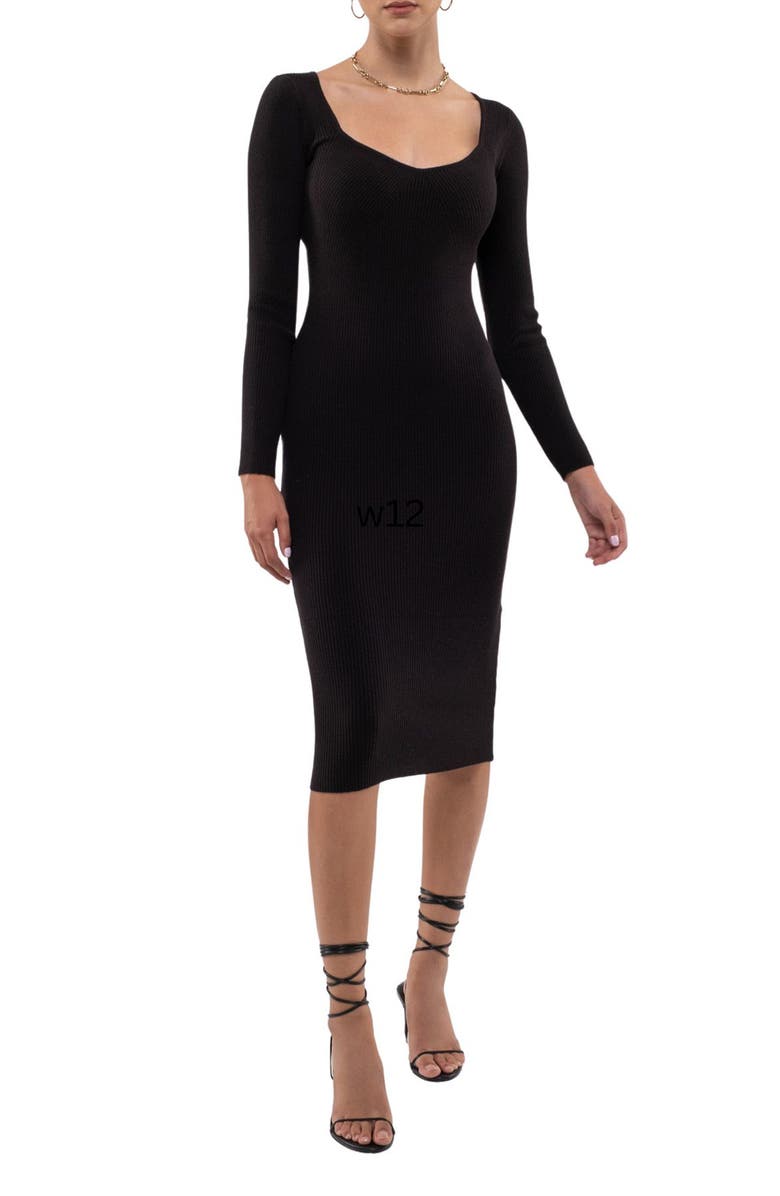 Blu Pepper Long Sleeve Knit Midi Dress, Main, color, 