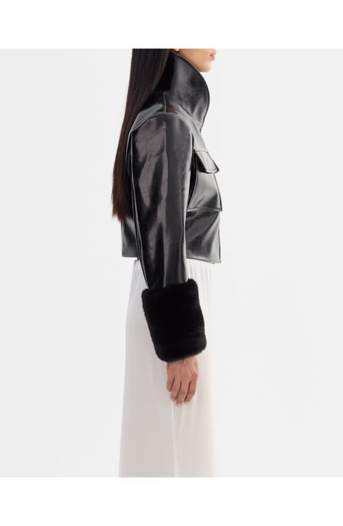 Lamarque Hedda | Cropped Faux Leather Jacket In Black