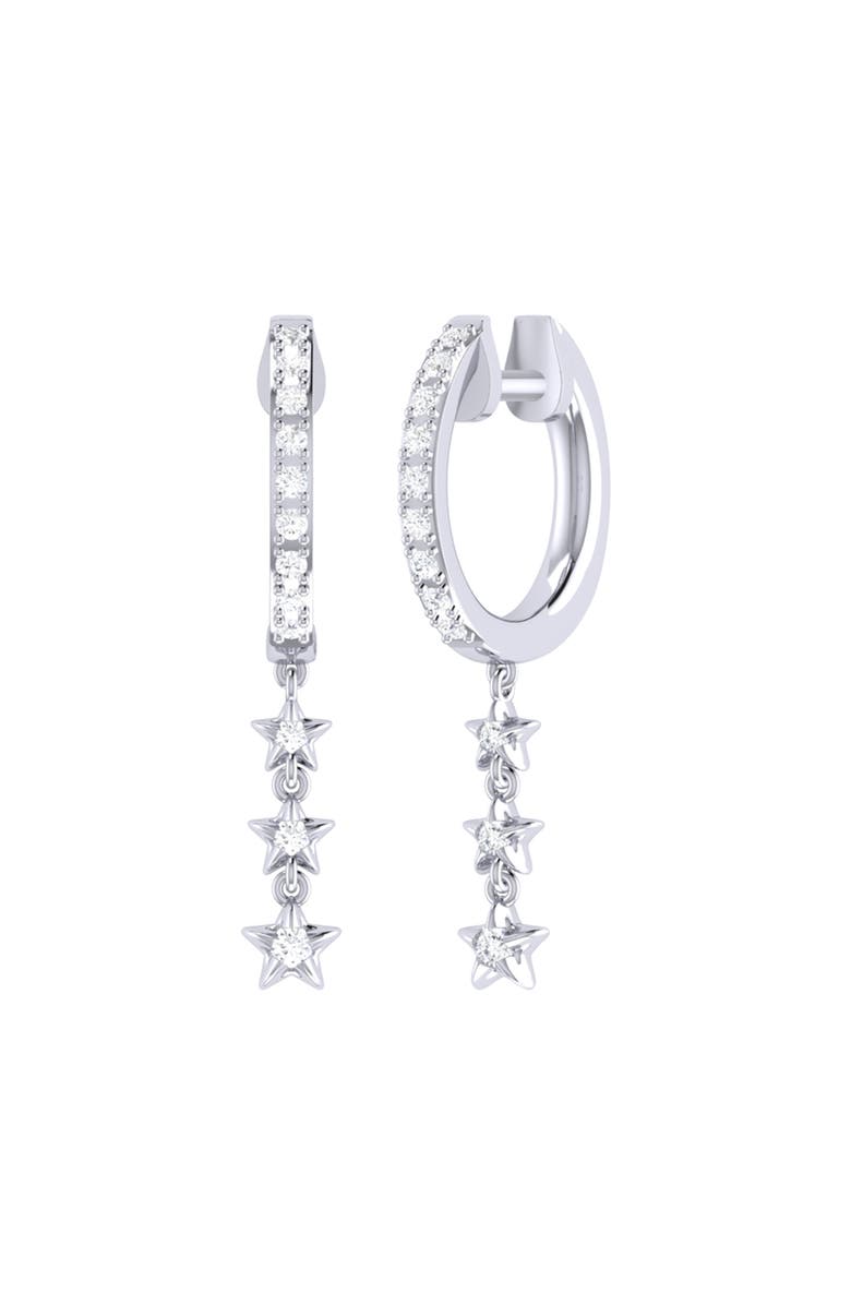 LuvMyJewelry Star Trio Lane Sterling Silver Diamond Hoop Earring, Main, color,