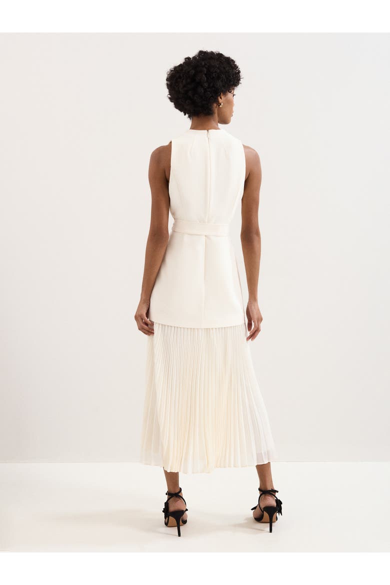 Pia Pleated Midi Dress, Alternate, color, Ivory