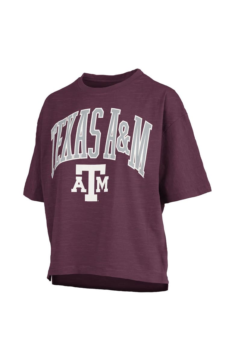 PRESSBOX Women's Pressbox Maroon Texas A&M Aggies Nelson Arch Over Logo Waist Length Oversized Slub T-Shirt, Alternate, color, Maroon