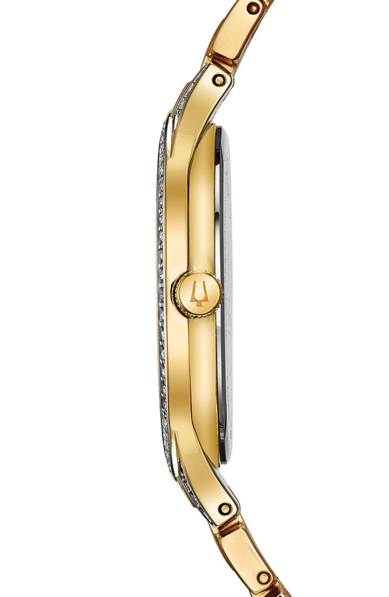 BULOVA Pavé Crystal Bracelet Watch, 40mm, Alternate, color, Gold