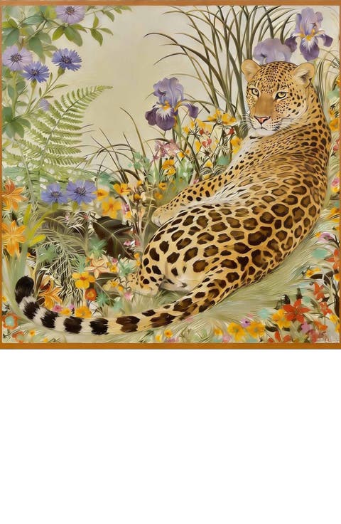 Pure Silk Leopard & Floral Scarf