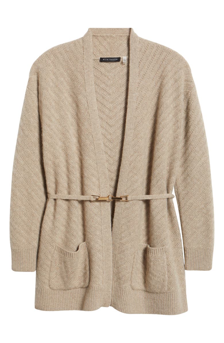 Elie Tahari The Diane Cashmere Open Front Cardigan, Alternate, color, Beige Heather
