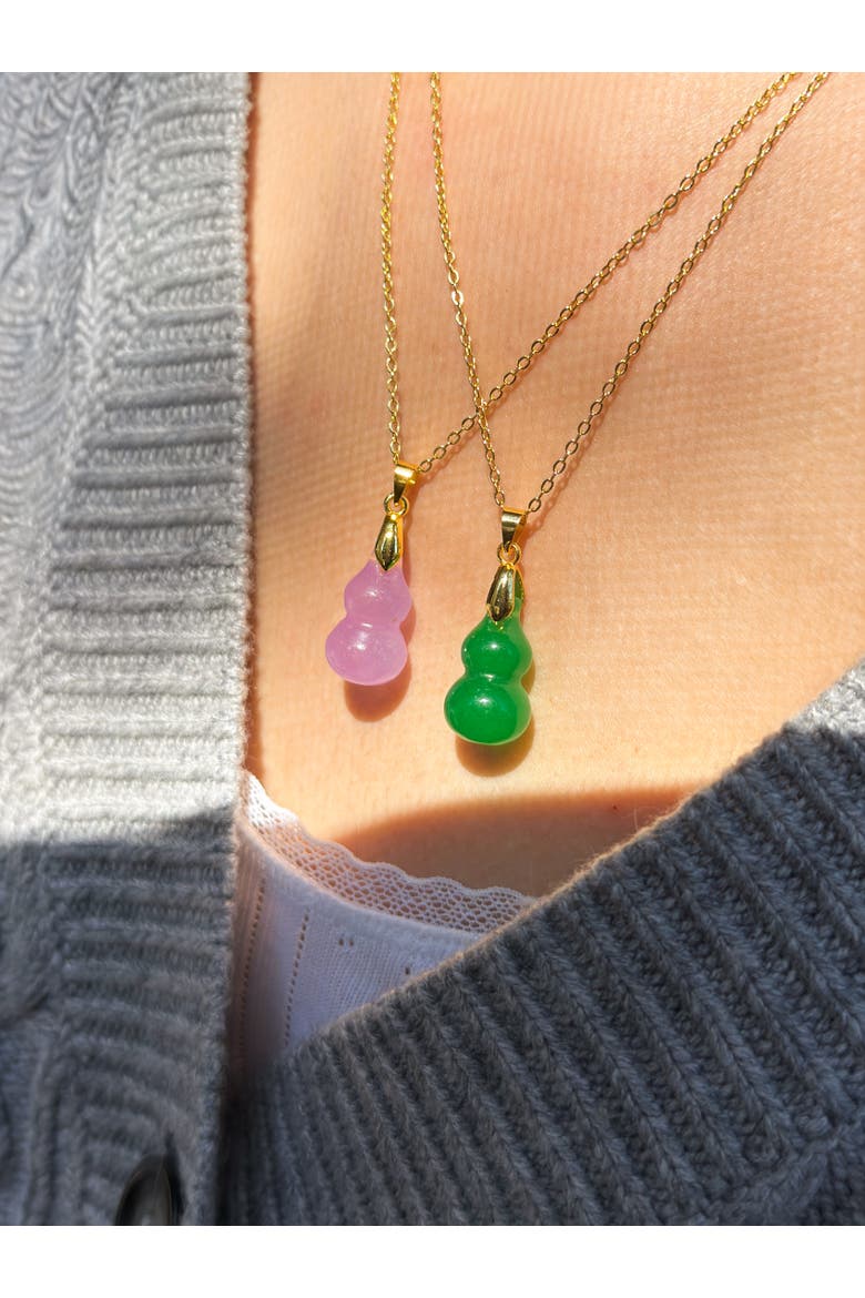Hulu Jade Stone Pendant Necklace, Alternate, color, Green