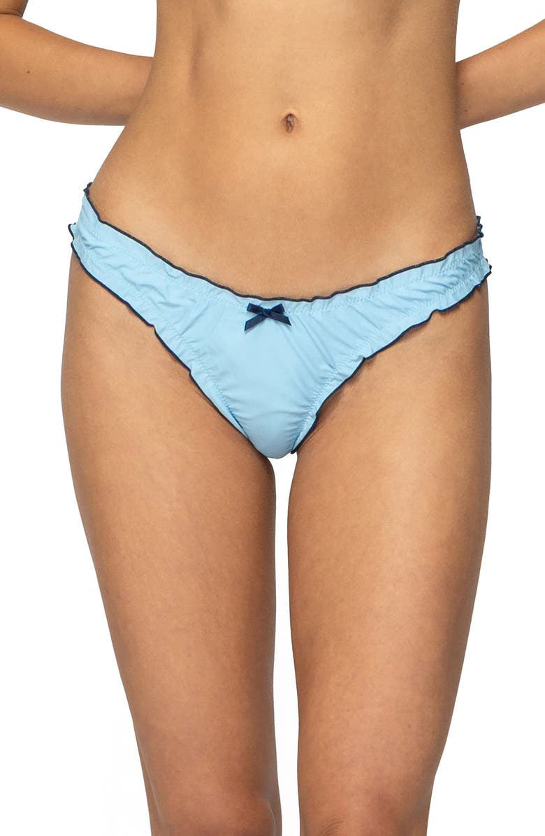 EDIKTED Golden Ruffle Edge Bikini Bottoms, Main, color, Light-Blue