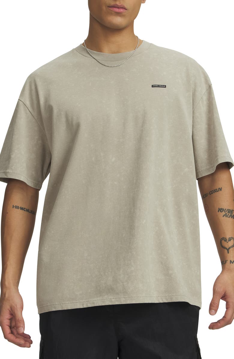 Under Armour UA Logo Patch Oversize T-Shirt, Main, color, Timberwolf Taupe